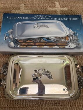 Silver-Plated Grape Oblong Casserole